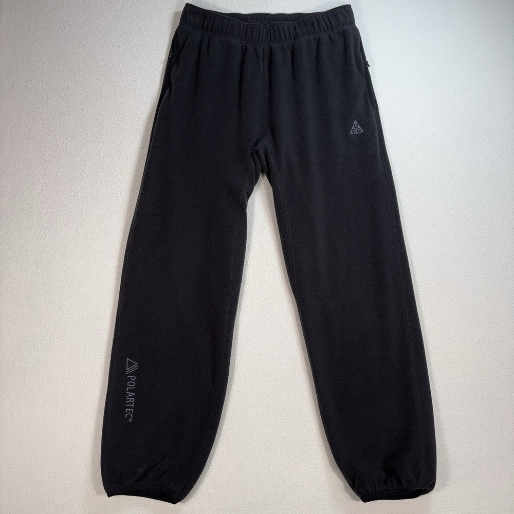 Nike ACG Polartec Wolf Tree Fleece Pants Men's M Black Zip Pockets *MINOR HOLE*